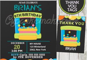 Bounce Party Invites Bounce House Party Invitation for Boys Personalized D6