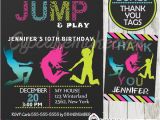 Bounce Party Invites Trampoline Birthday Party Invitation Personalized D7