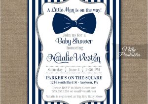 Bow Tie Baby Shower Invites Bow Tie Baby Shower Invitations Printable Navy Blue & Silver