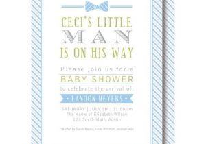 Bow Tie themed Baby Shower Invitations Little Man Baby Shower Invitations Blue and Gray Bow Tie