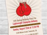 Boxing Party Invitations Boxing Gloves Printable Birthday Party Invitation