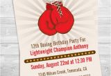 Boxing themed Party Invitations Boxing Gloves Printable Birthday Party Invitation by