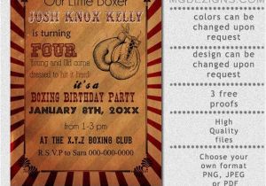 Boxing themed Party Invitations Printable Rustic Vintage Boxing Birthday Invitation