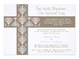 Boy and Girl Baptism Invitations Boy and Girl Twin Christening Invitation