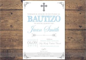 Boy Baptism Invitations In Spanish Silver Baptism Invitation Boy Spanish Baptism Invitation