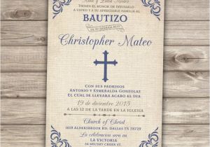 Boy Baptism Invitations In Spanish Spanish Printable Baptism Christening Invitations Burlap Cross