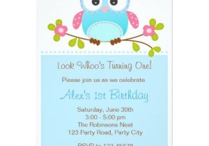 Boy Owl First Birthday Invitations Owl Invitation Boy 1st Birthday Baby Shower Zazzle