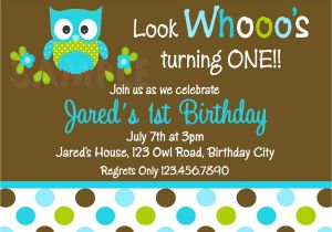 Boy Owl First Birthday Invitations Printable 1st Birthday Invitations Boys Owl Party