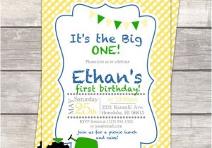Boy Tractor Birthday Invitations Boys 1st Birthday Birthday Party Invitation In Yellow