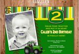 Boy Tractor Birthday Invitations Printable Boys Tractor Birthday Invitation John Deere