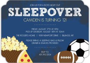 Boys Slumber Party Invitations Boys Night Sports and Snacks Sleepover Party Invite Kids