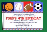 Boys Sports Birthday Invitations Free Printable Sport themed Birthday Invitation Card for