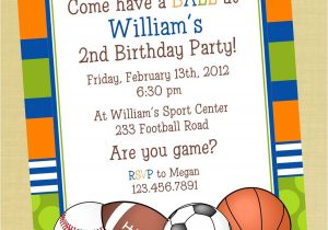 Boys Sports Birthday Invitations Sports Printable Birthday Invitation Personalized Sports