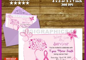 Breast Cancer Party Invitations Breast Cancer Awareness Survivor Cancer Free Invitation