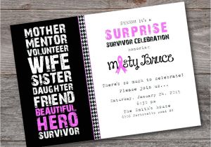 Breast Cancer Party Invitations Breast Cancer Survivor Party Invitation Printable Custom