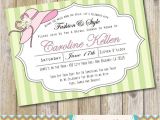Bridal Shower Hat Invitations Pink and Green Garden Hat Party Bridal Shower Invitation