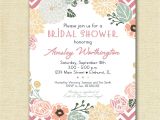 Bridal Shower Invitation Cards Designs Vintage Flower Wreath and Pink Chevron Bridal Shower