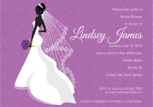 Bridal Shower Invitation Cards Samples Purple Bridal Shower Invitations Template