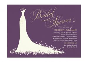 Bridal Shower Invitation Fonts Bridal Shower Invitation Elegant Wedding Gown Deep Purple