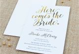 Bridal Shower Invitation Fonts “here Es the Bride” Calligraphy Bridal Shower Invitation