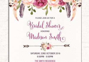 Bridal Shower Invitations Australia Boho Bridal Shower Invitation Floral Invite Dreamcatcher
