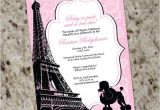 Bridal Shower Invitations Paris theme Pretty In Pink Paris themed Baby or Bridal Shower