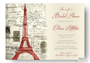 Bridal Shower Invitations Paris theme Red Paris themed Bridal Shower Invitation Printable by