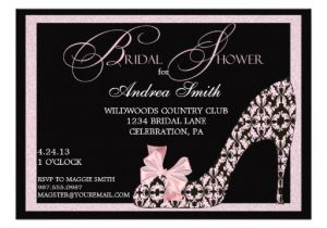 Bridal Shower Invitations Shoes Pink Damask Shoe Bridal Shower Invitation 5" X 7