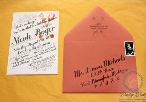 Bridal Shower Invitations with Envelopes Paisley Quill Cooking theme Bridal Shower