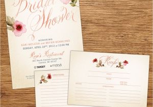 Bridal Shower Invitations with Recipe Cards Wording Watercolor Flower Bridal Shower Invitation with by Kxodesign