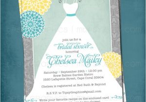 Bridal Shower Invite Text Lace Mums something Blue Bridal Shower Gown Invite by