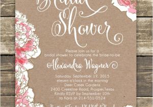 Bridal Shower Luncheon Invitation Wording Printed Bridal Shower Invitation Romantic Pink Peony