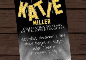 Broadway themed Party Invitations Items Similar to Broadway Inspired Birthday Invitation