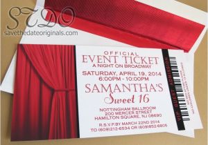 Broadway themed Party Invitations Save the Date originals Sweet 16 Broadway Invitations