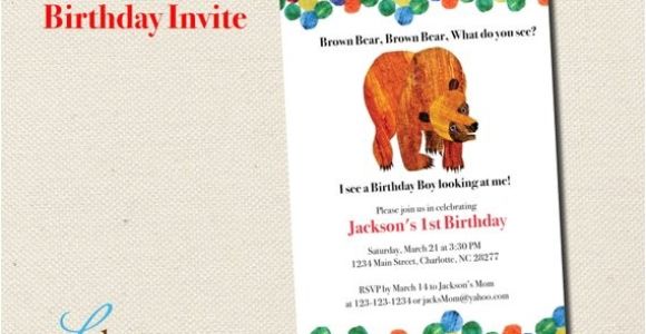 Brown Bear Brown Bear Birthday Party Invitations Brown Bear Eric Carle Birthday Invitation by Rkdesignsstudio