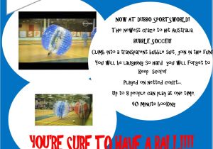 Bubble soccer Party Invitations Bubble soccer Video Link Dubbo Sportsworld