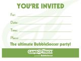 Bubble soccer Party Invitations Gametruck