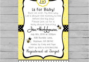 Bumble Bee Baby Shower Invitation Diy Printable Bumble Bee Baby Shower Invitation Diy Custom by