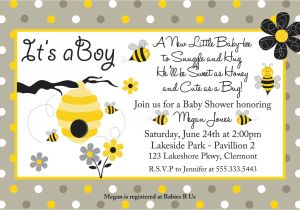 Bumblebee Baby Shower Invitations Template Bumble Bee Baby Shower Invitations