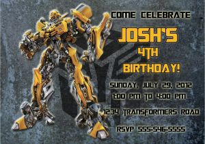 Bumblebee Transformer Birthday Invitations Personalized Transformers Bumblebee Birthday Invitation