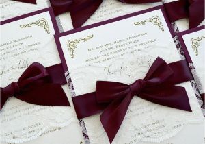 Burgundy and Ivory Wedding Invitations Jennifer Burgundy and Ivory Lace Wedding Invitation