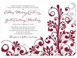Burgundy and White Wedding Invitations Burgundy Gray Abstract Floral Wedding Invitation
