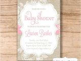 Burlap and Lace Baby Shower Invitations Burlap and Lace Baby Shower Invitation Pink Burlap Lace Baby