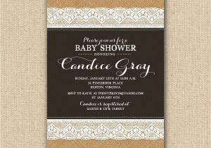 Burlap and Lace Baby Shower Invitations Burlap and Lace Baby Shower Invitations