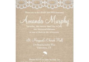 Burlap and Lace Baby Shower Invitations Burlap and Vintage Lace Baby Shower Invitation