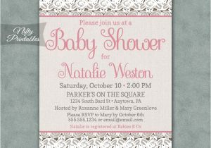 Burlap and Lace Baby Shower Invitations Rustic Burlap Lace Girl Baby Shower Invitations Pink