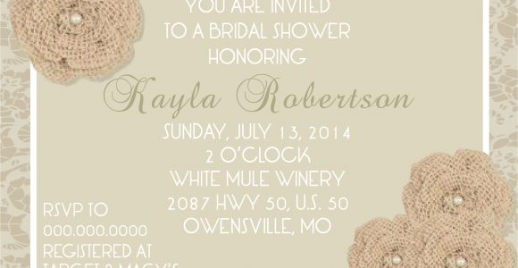Burlap and Lace Bridal Shower Invitations Burlap & Lace Bridal Shower Invitation Pure Design Graphics