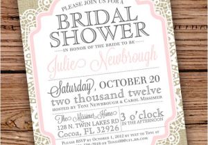 Burlap and Lace Bridal Shower Invitations Burlap and Lace Vintage Bridal Shower Baby by