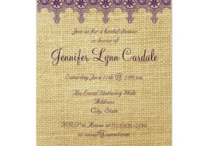 Burlap and Lace Bridal Shower Invitations Burlap Purple Damask Lace Bridal Shower Invitation