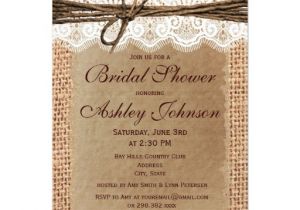 Burlap and Lace Bridal Shower Invitations Rustic Burlap Lace Bridal Shower Invitations 4 5" X 6 25